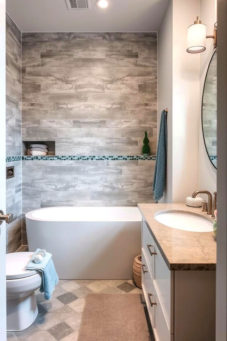 Subtle Gray Tile Patterns - 24 Blue and Gray Bathroom Ideas