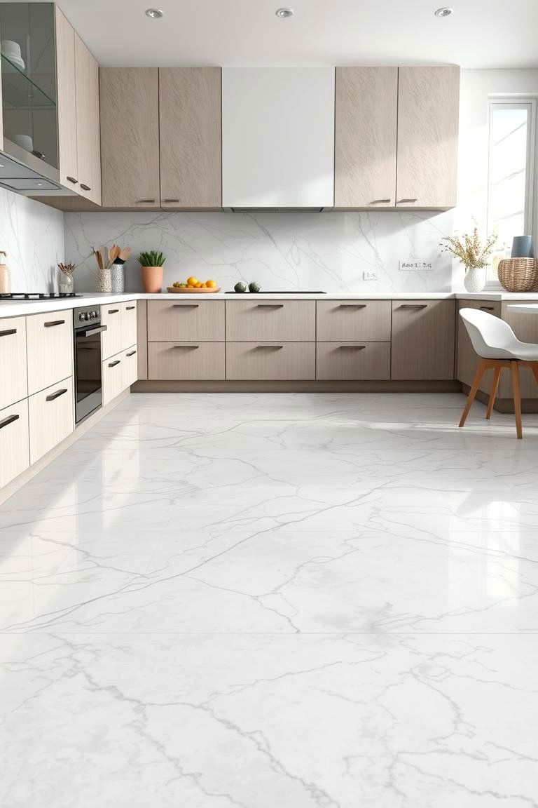 Subtle Grey Marble Sophistication - 24 Marble Kitchen Floor Ideas