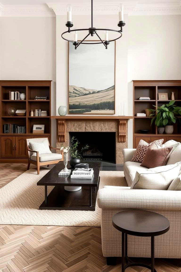 Subtle Herringbone Texture - 24 Preppy Living Room Ideas