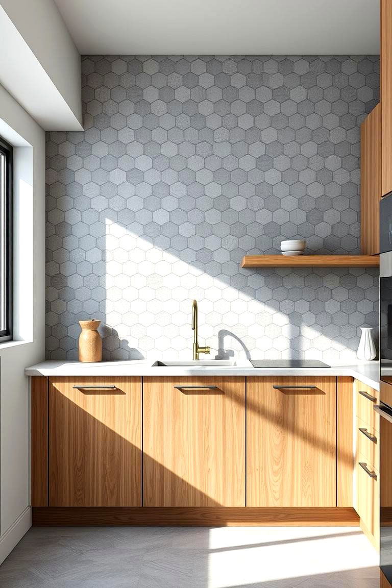 Subtle Hexagon Tiles for a Trendy Look - 24 Kitchen Backsplash Ideas