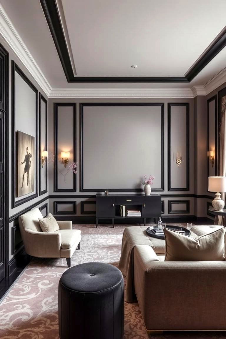 Subtle Luxury Feel - 24 living room grey walls black trim