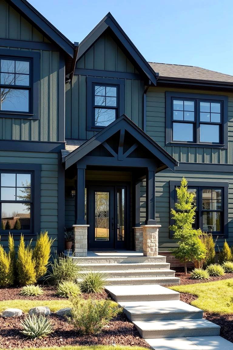 Subtle Luxury Redefined - 24 Dark Olive Green House With Black Trim