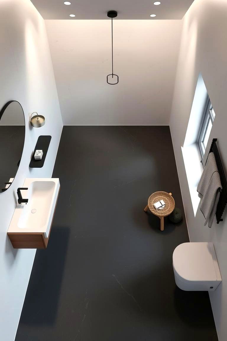 Subtle Matte Black Style - 24 Black Floor Bathroom Ideas
