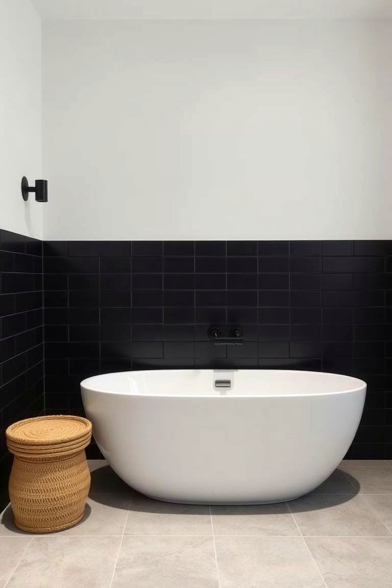 Subtle Matte Serenity - 24 Black Tile Bathroom Ideas