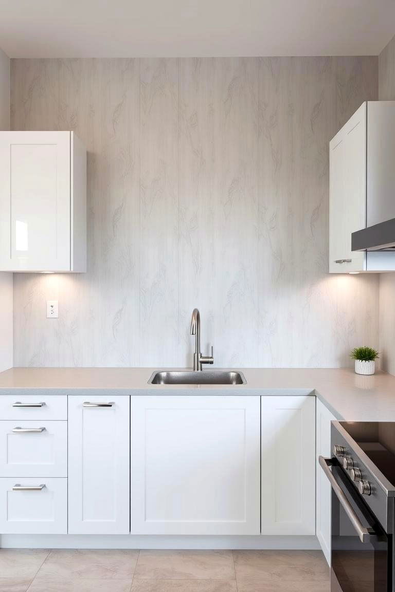 Subtle Metallic Accent Shimmer - 24 Kitchen Wallpaper Ideas