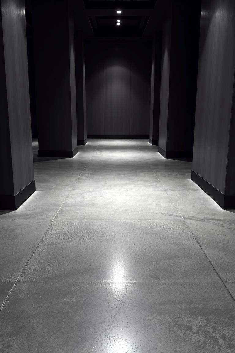 Subtle Metallic Accents on Concrete Floor - 24 Concrete Floor Living Room Ideas