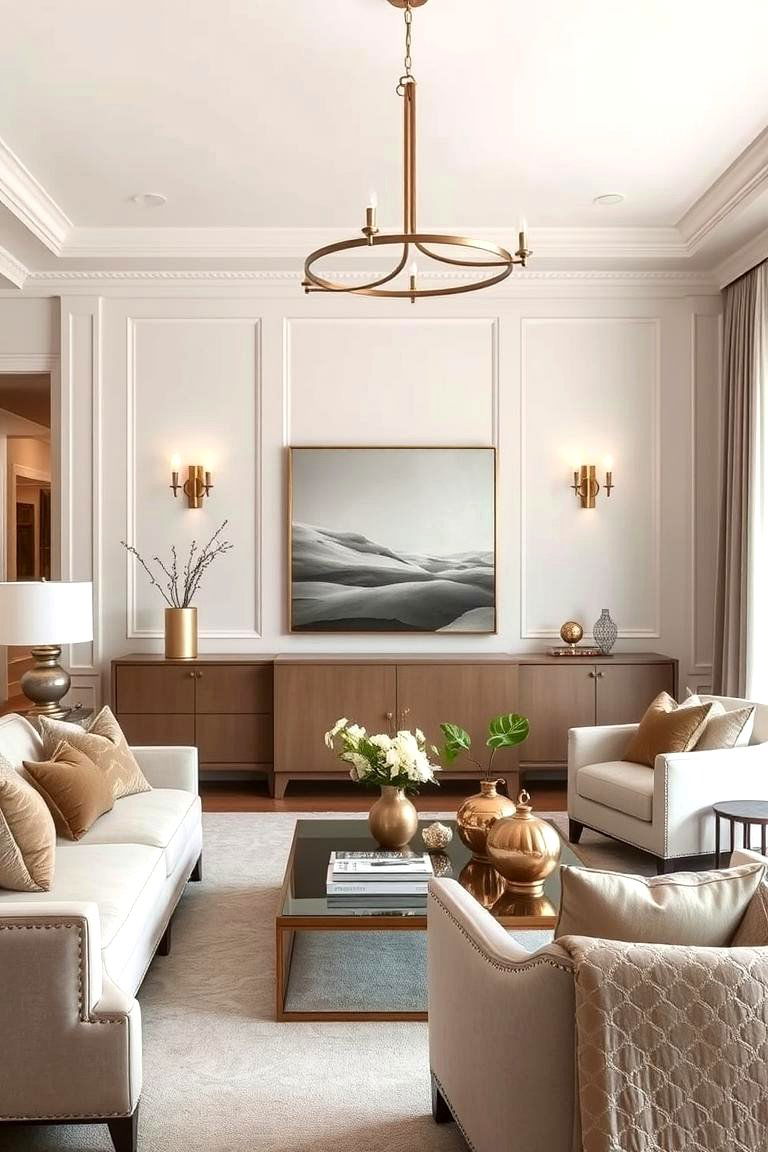 Subtle Metallic Finishes - 24 Magnolia Living Room Ideas