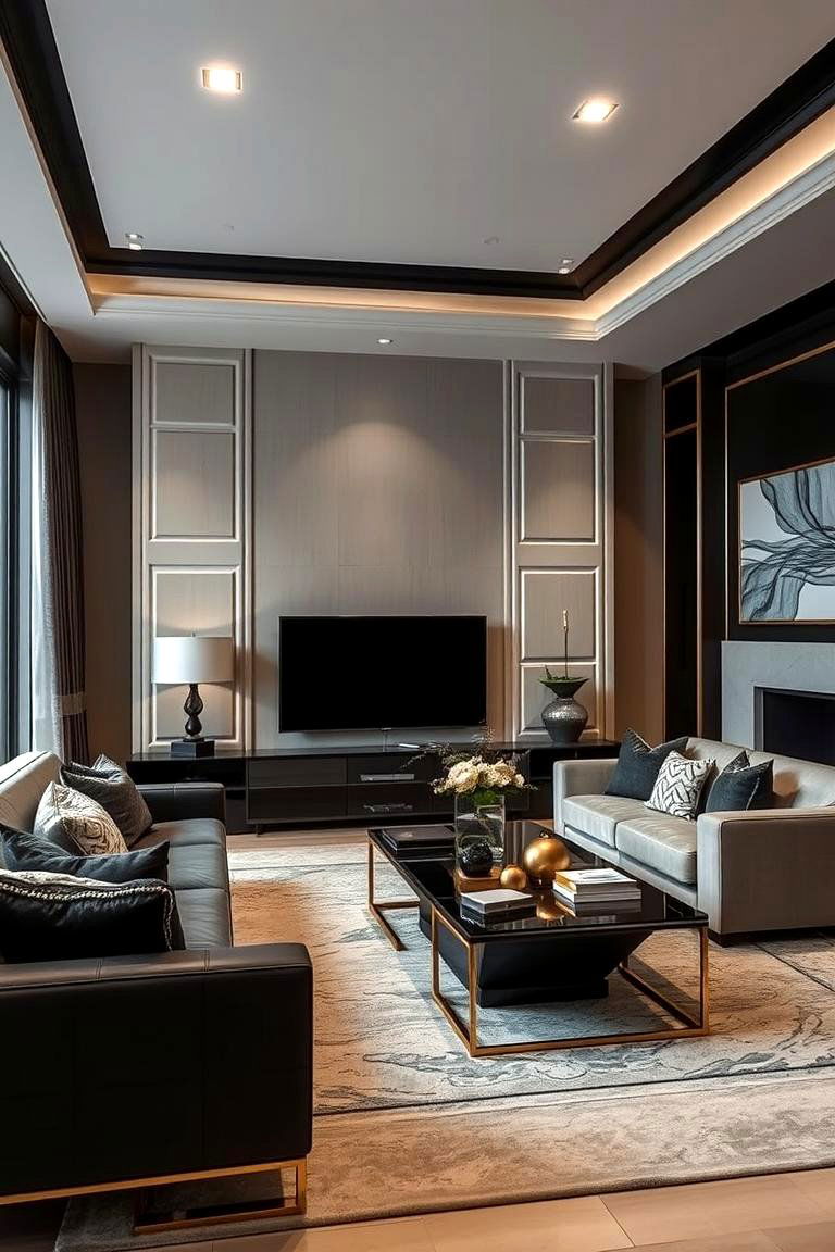 Subtle Metallic Touches - 24 Black and Beige Living Room Ideas