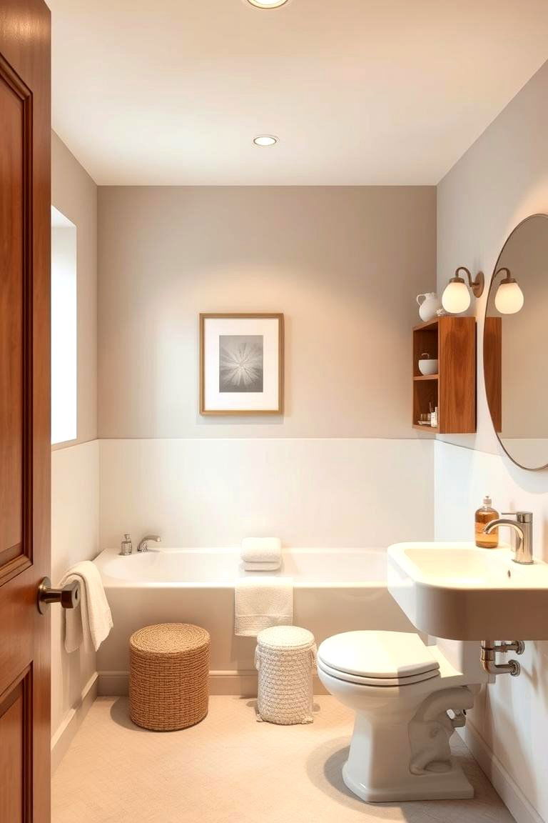 Subtle Neutrals with Warm Tones - 24 Office Bathroom Ideas