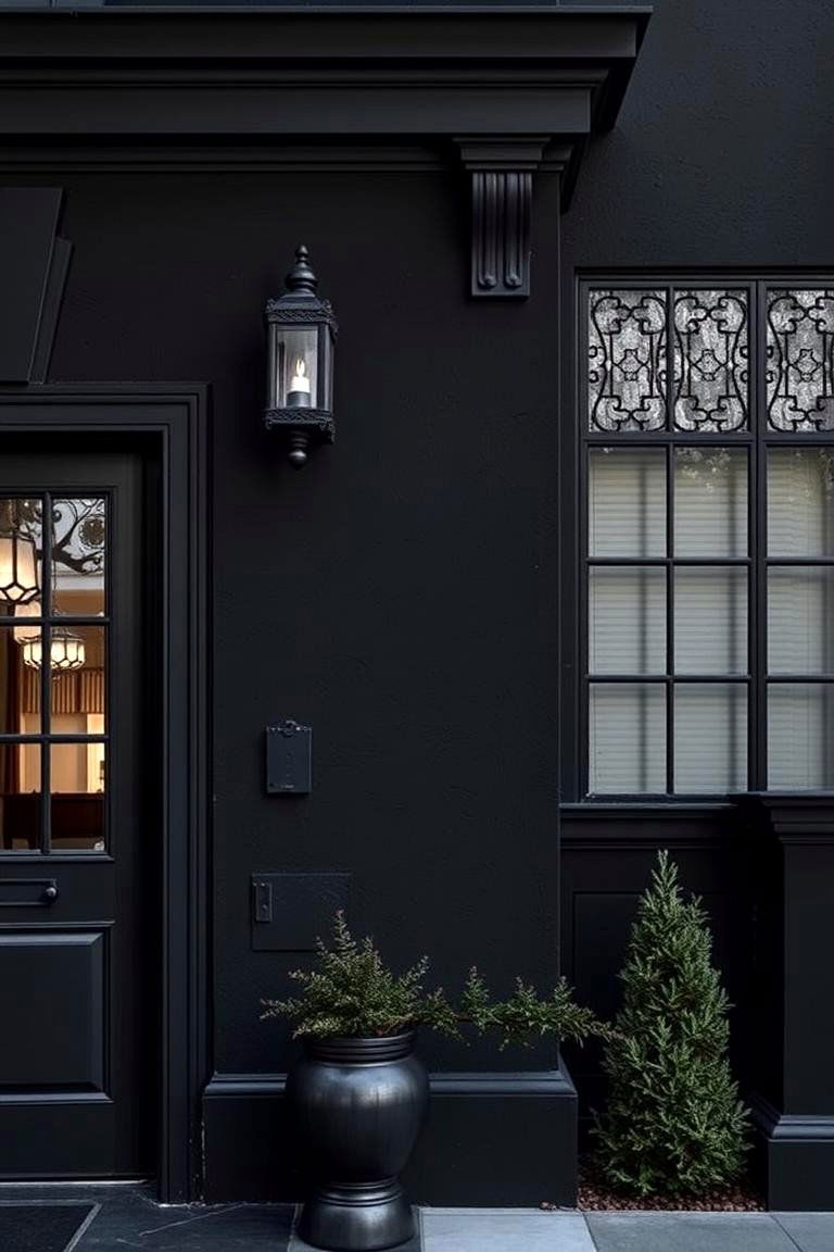 Subtle Opulence in Black - 24 Black Stucco House Ideas
