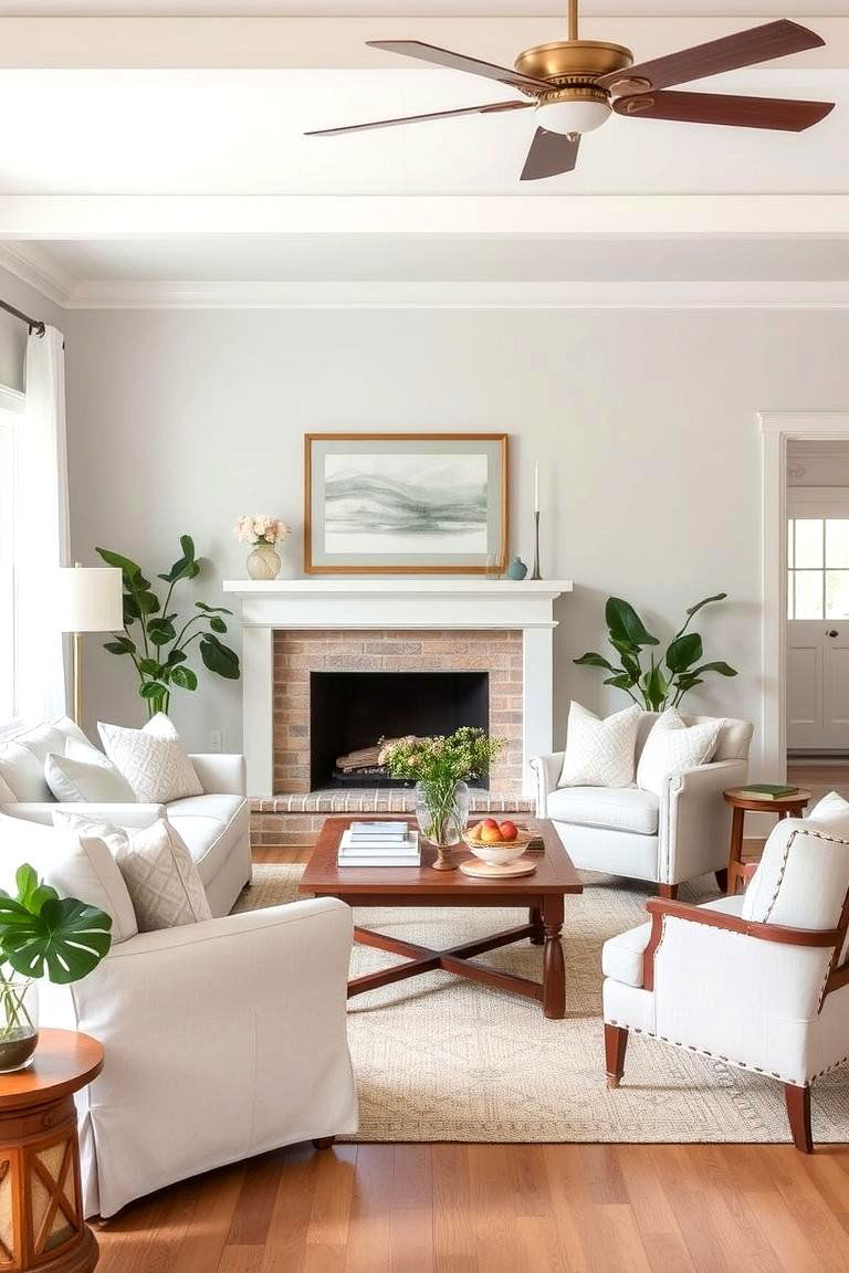 Subtle Pastel Accents for Calm - 24 Farmhouse Living Room Ideas