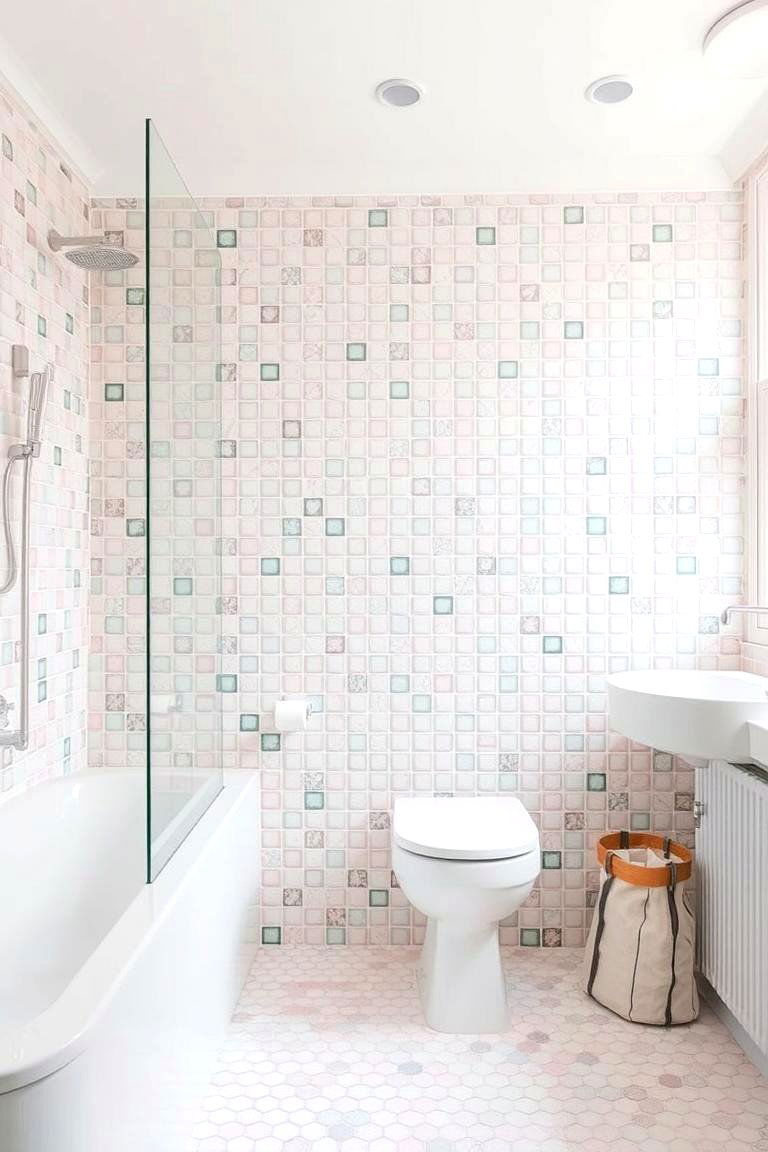 Subtle Pastels Mosaic - 24 Bathroom Mosaic Floor Tile Ideas