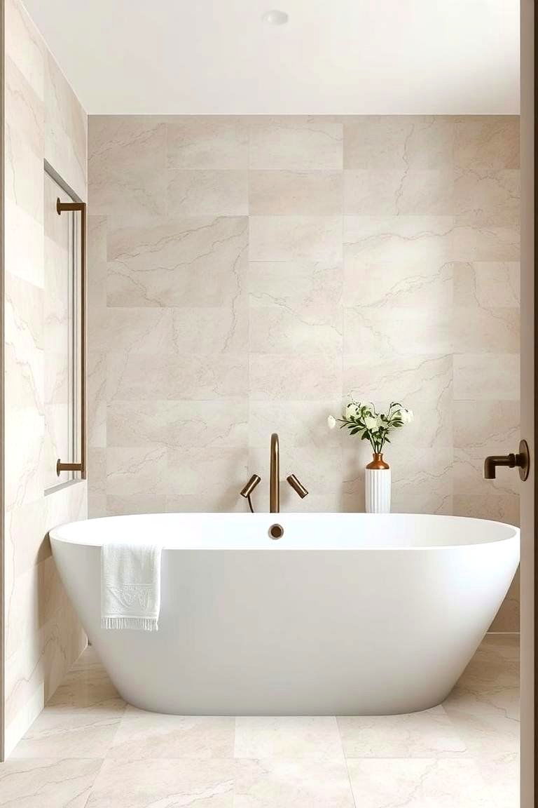 Subtle Patterns - 24 Travertine Tile Bathroom Ideas