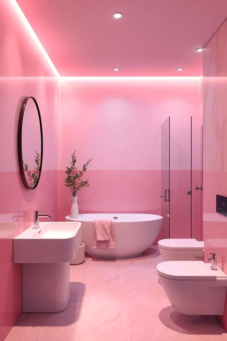 Subtle Pink Ombre - 24 Pink Tile Bathroom Ideas