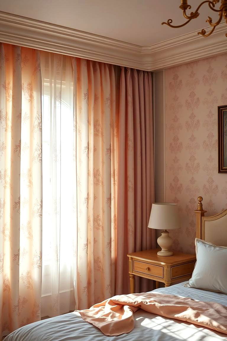 Subtle Pink Patterned Curtains - 24 Blush Pink Bedroom Ideas
