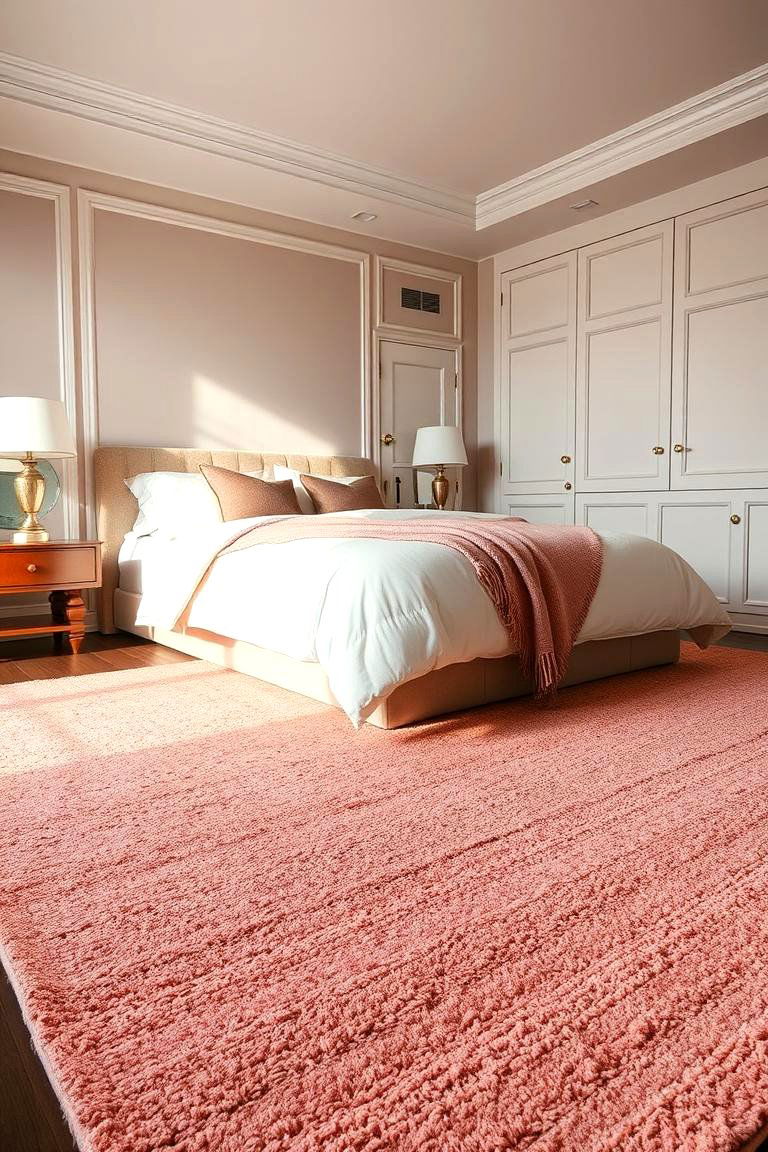 Subtle Pink Rugs with Gold Threads - 24 Pink and Gold Bedroom Ideas