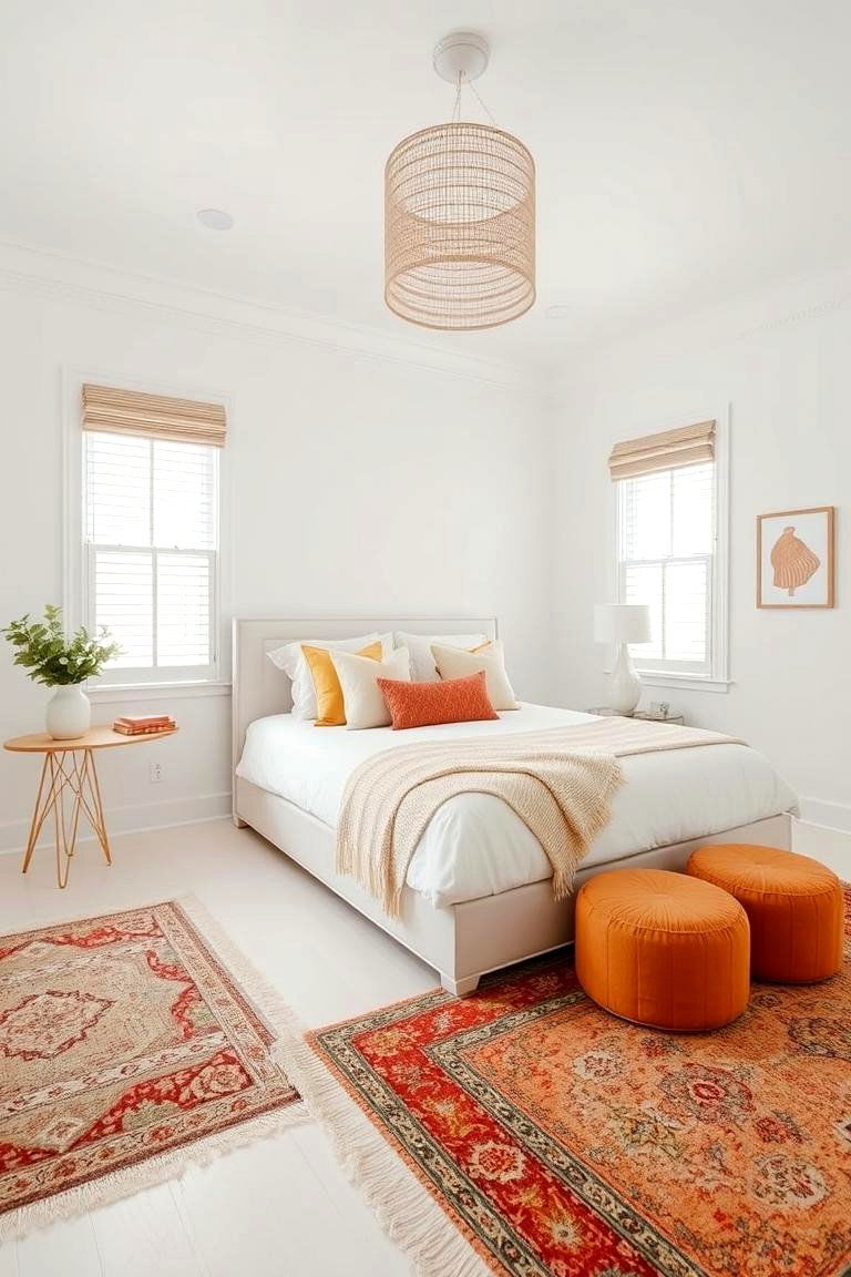 Subtle Pops of Color - 24 Small White Bedroom Ideas