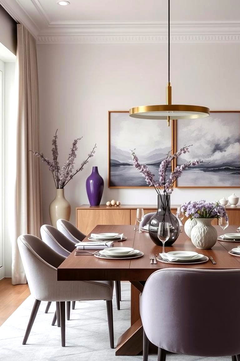 Subtle Purple Accents - 24 Purple Dining Room Ideas