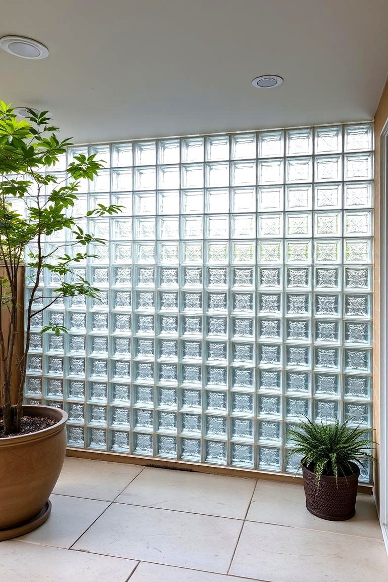 Subtle Separation with Stylish Glass Blocks - 24 Privacy Patio Ideas