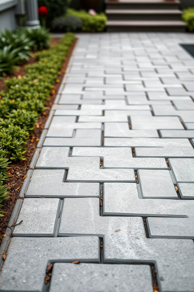 Subtle Shaded Grey Paver Design - 24 Grey Paver Walkway Ideas