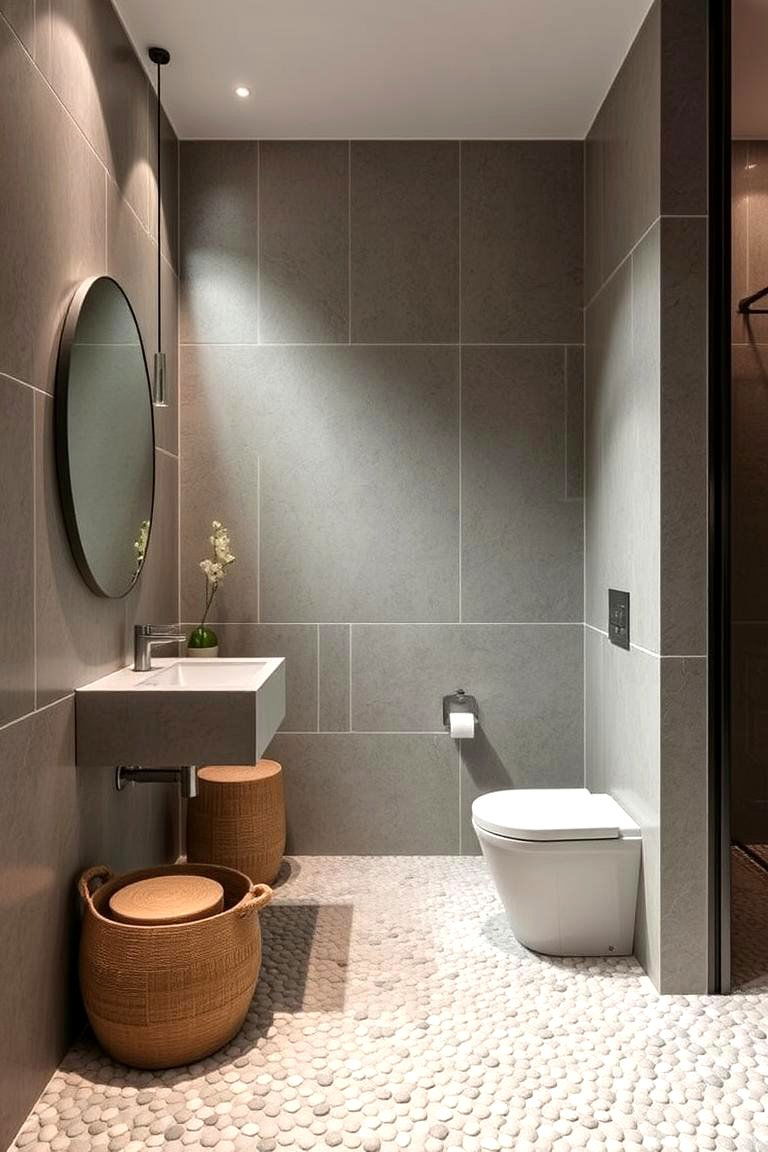 Subtle Sophistication - 24 Pebble Tile Bathroom Ideas