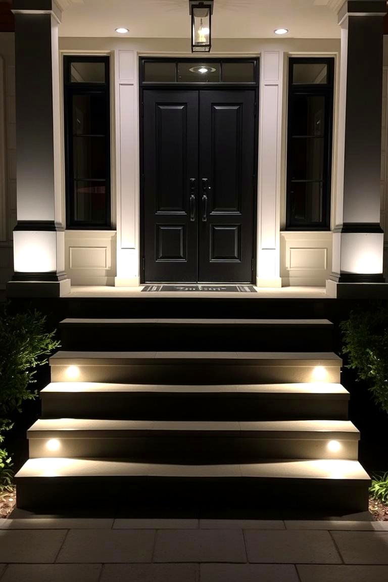 Subtle Step and Border Lights - 24 Driveway Lighting Ideas