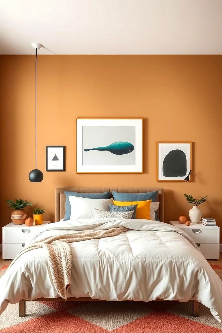 Subtle Tan with Modern Art - 24 Tan Bedroom Ideas