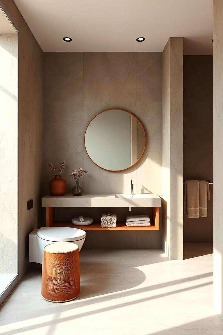 Subtle Terracotta Sophistication - 24 Terracotta Bathroom Ideas