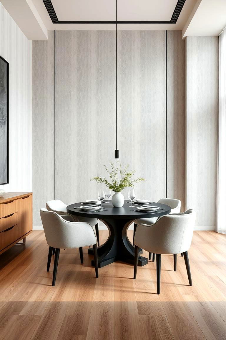 Subtle Textured Strips - 24 Dining Room Wainscoting Ideas