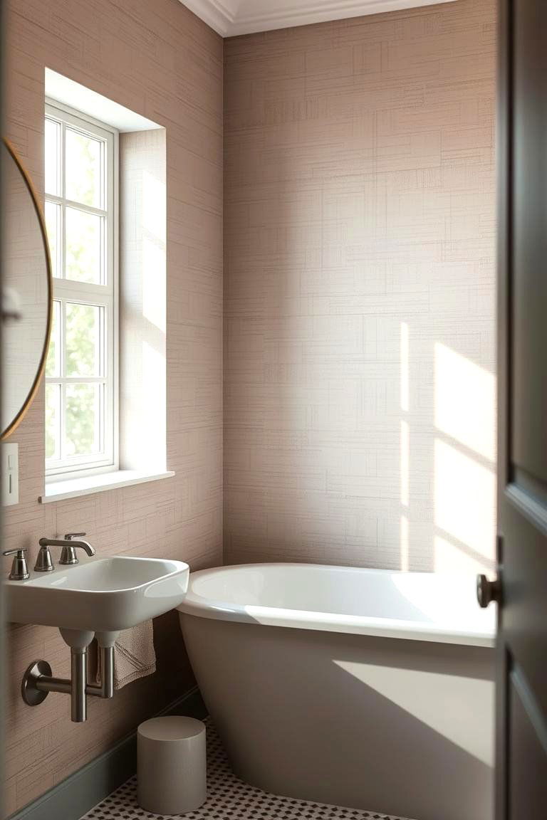Subtle Textured Wallpaper - 24 Bathroom Wall Ideas