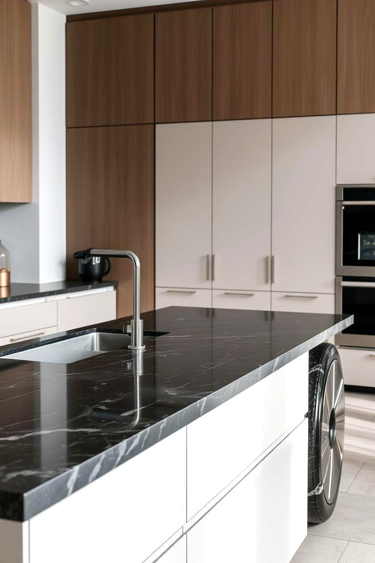 Subtle Veining Sophistication - 24 Black Granite Countertops Kitchen Ideas