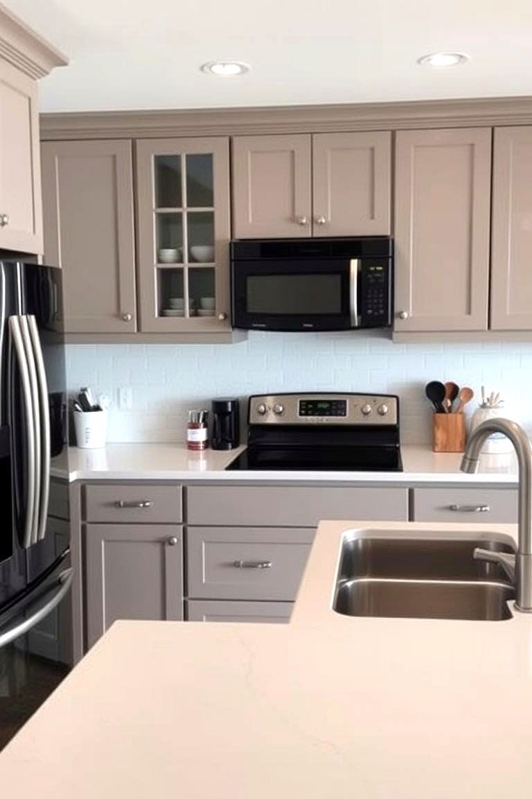 Subtle Warmth of Taupe Cabinets - 24 What Color Cabinets Go With Black Appliances