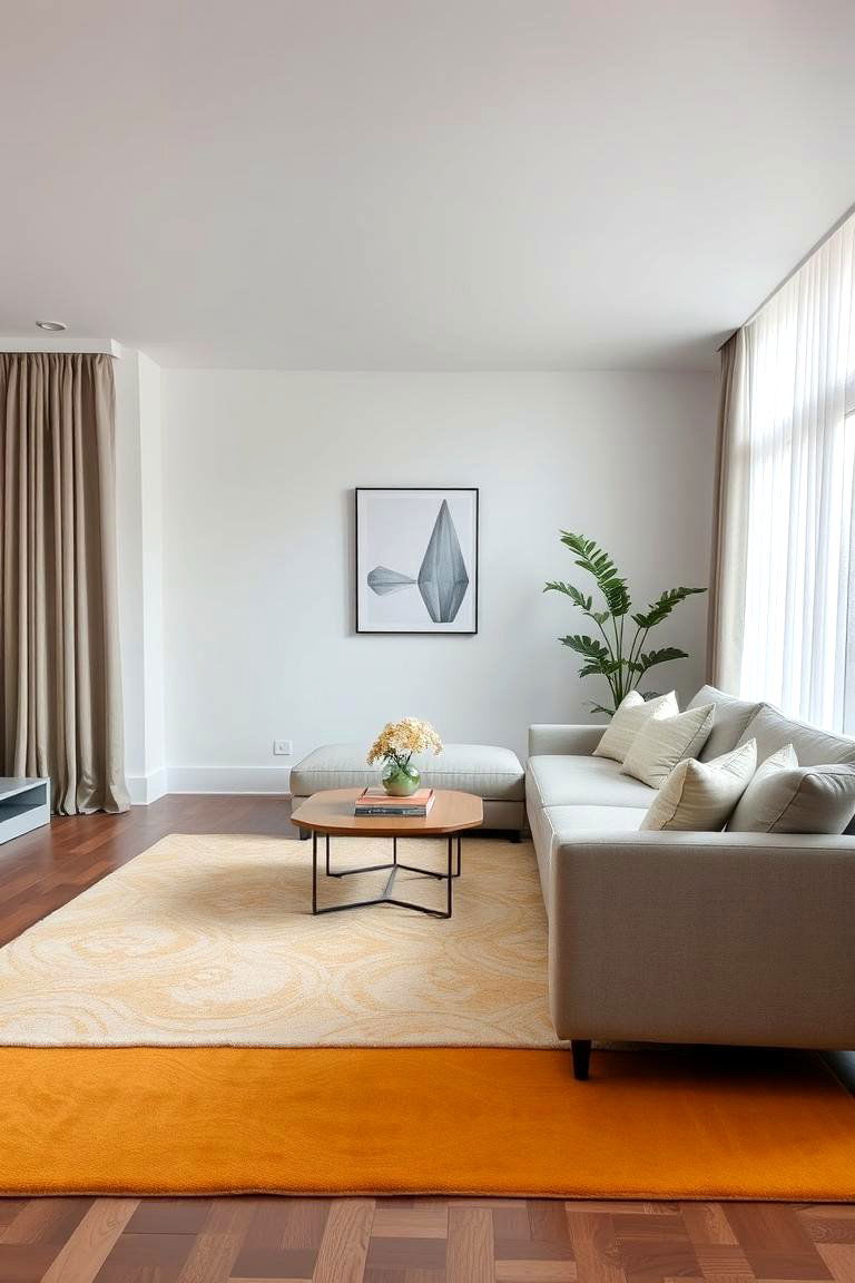 Subtle Yellow Patterned Rug - 24 Yellow Living Room Ideas