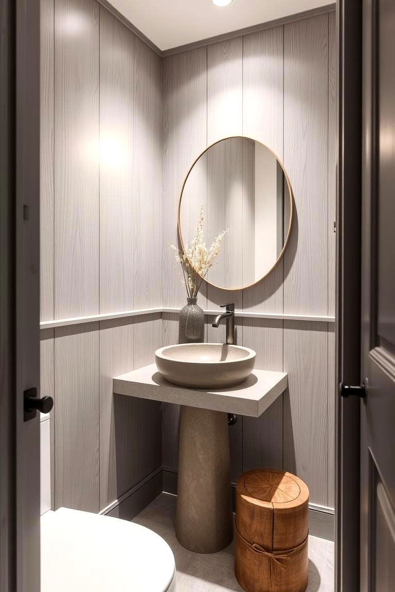 Subtly Textured Wainscoting - 24 Powder Room Wainscoting Ideas
