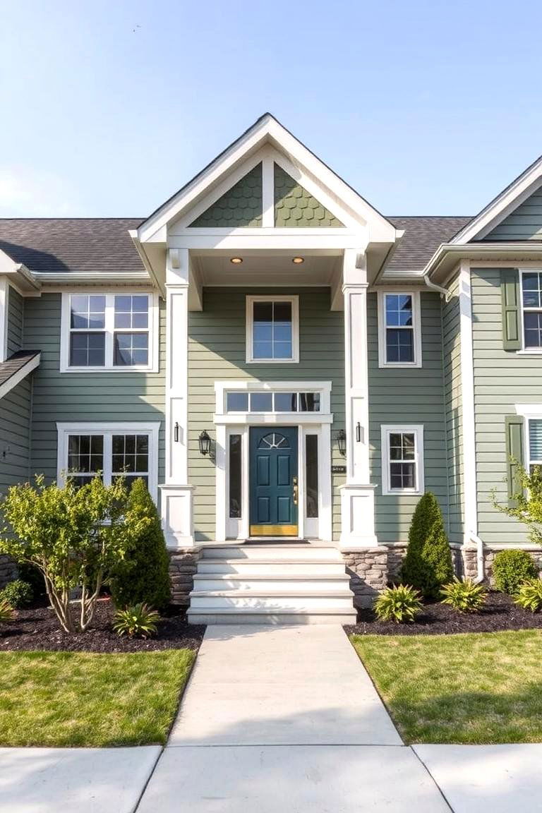 Suburban Sage Appeal - 24 Sage Green House Exterior Ideas