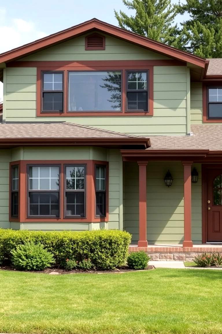 Suburban Split Level Sophistication - 24 Sage Green House With Brown Trim Ideas