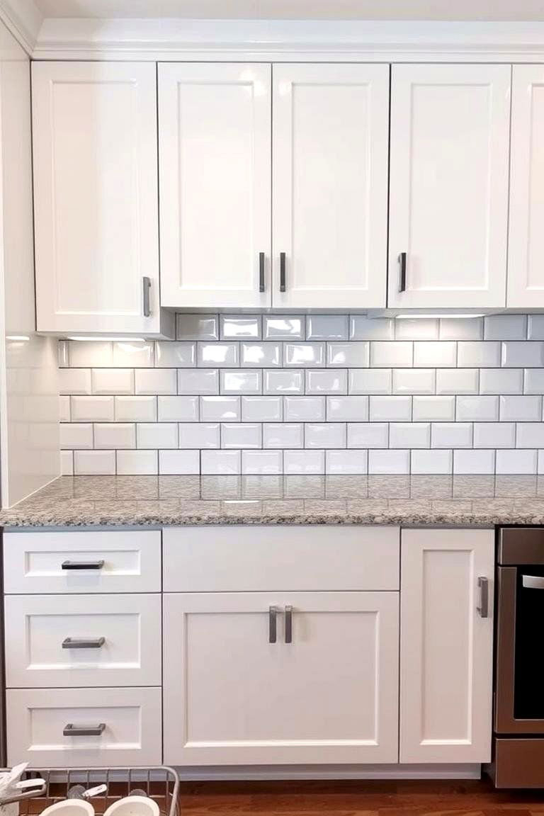 Subway Tile with Dark Grout - 24 Backsplash Ideas for White Cabinets and Granite Countertops