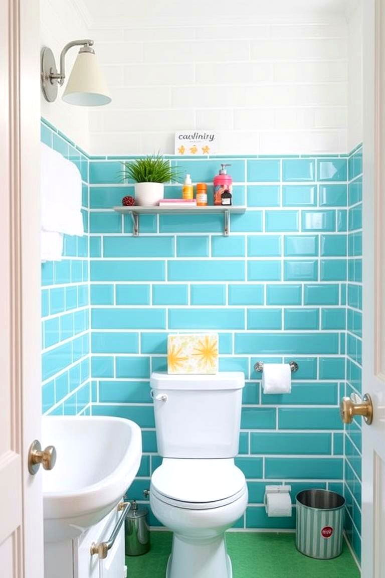 Subway Tiles with a Pop of Color - 24 Bathroom Tile Ideas