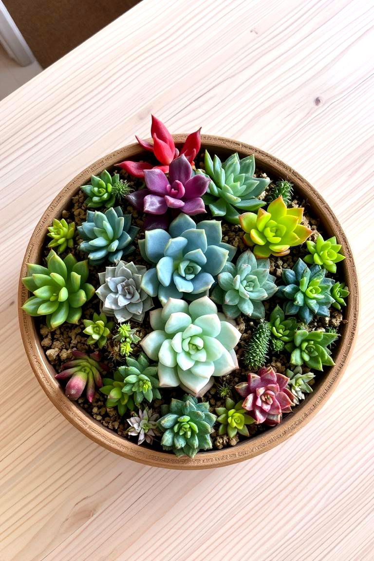 Succulent Bowl Centerpiece - 24 Potted Plant Arrangement Ideas