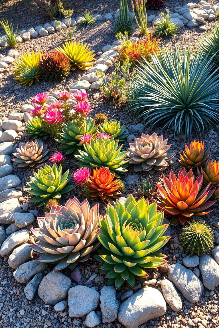 Succulent Garden Rock Edging - 24 River Rock Edging Ideas