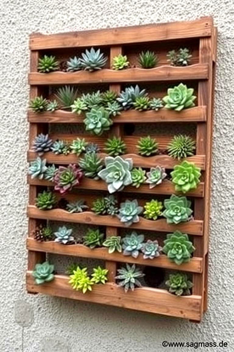 Succulent Wall - 24 Pallet Garden Ideas
