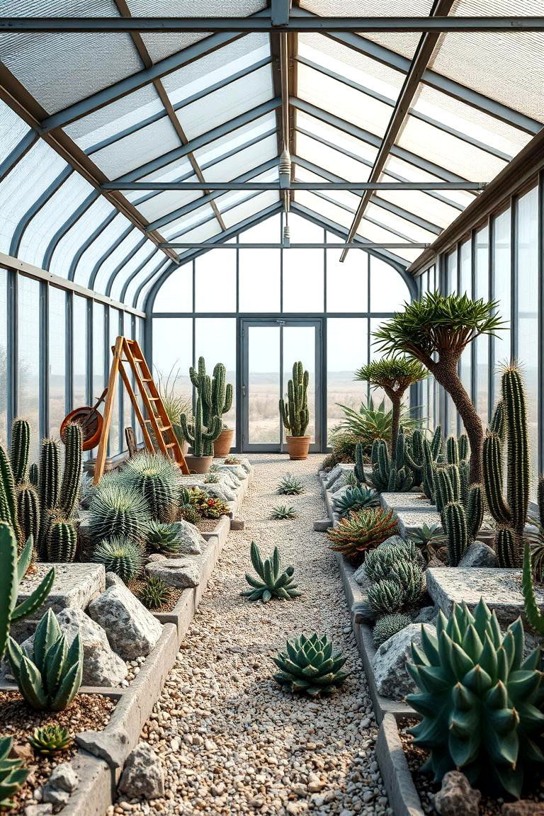 Succulent and Cacti Sanctuary Greenhouse - 24 Greenhouse Room Ideas