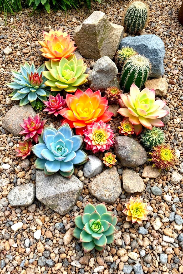 Succulent and Cactus Gravel Display - 24 Gravel Garden Ideas