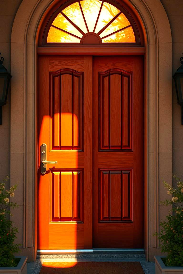 Sun Kissed Amber - 24 Stained Front Door Ideas