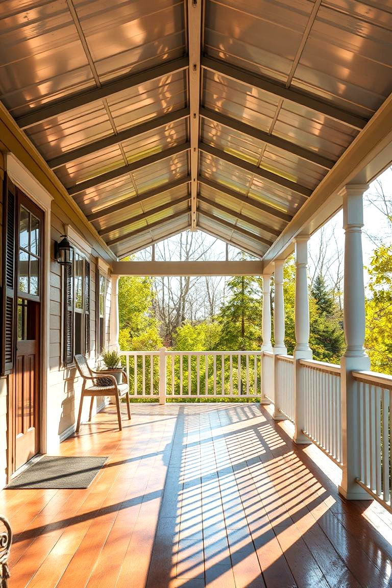Sun Kissed Reflective Design - 24 Metal Roof Porch Design Ideas