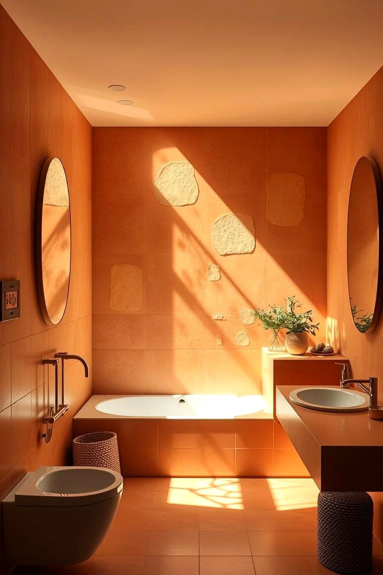 Sun Kissed Terracotta Lighting - 24 Terracotta Bathroom Ideas