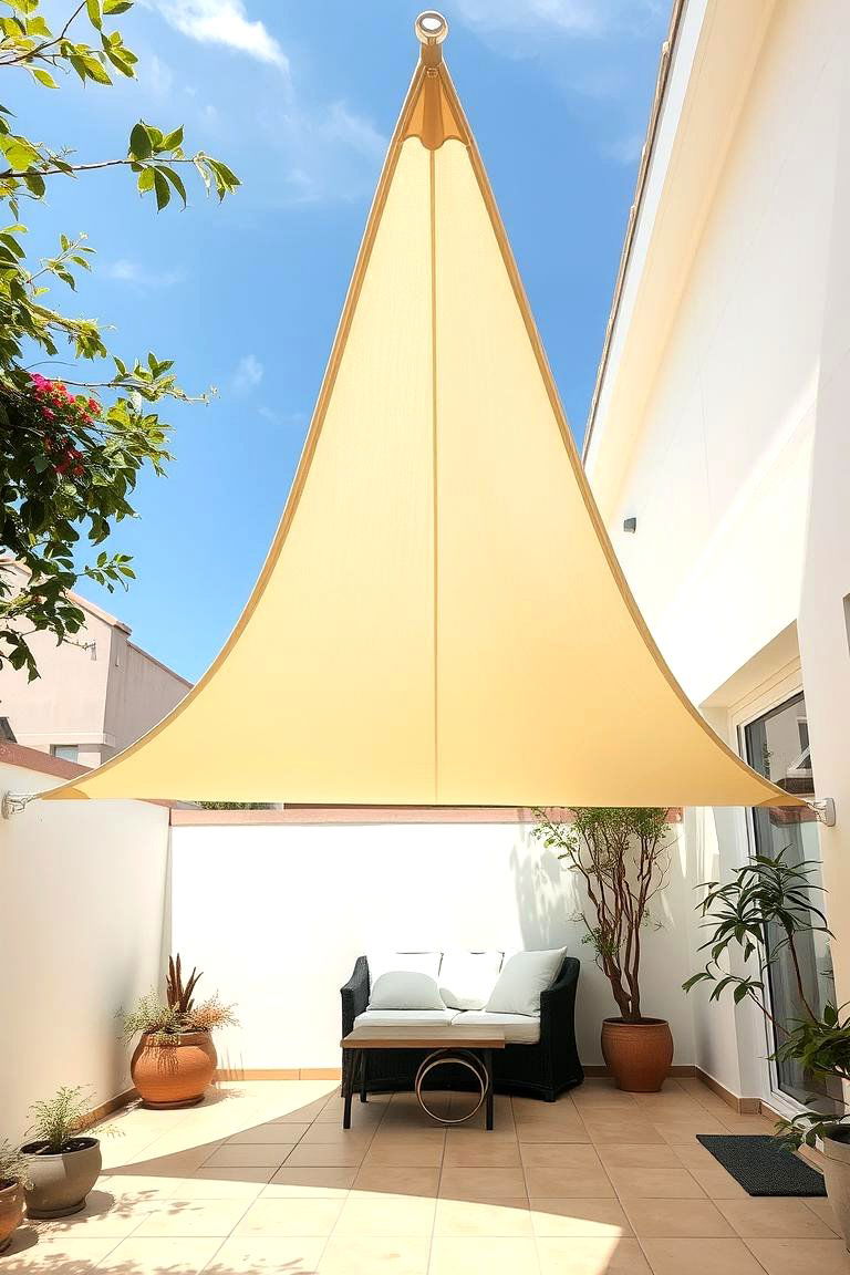 Sun Sail Shade - 24 Small Backyard Patio Ideas