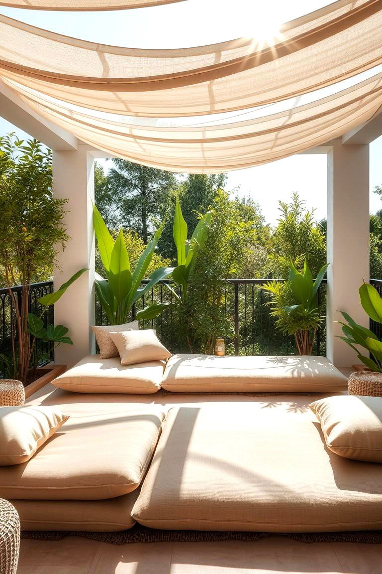 Sunbathing Nook with Cushioned Platforms - 24 Outdoor Cat Tree Ideas