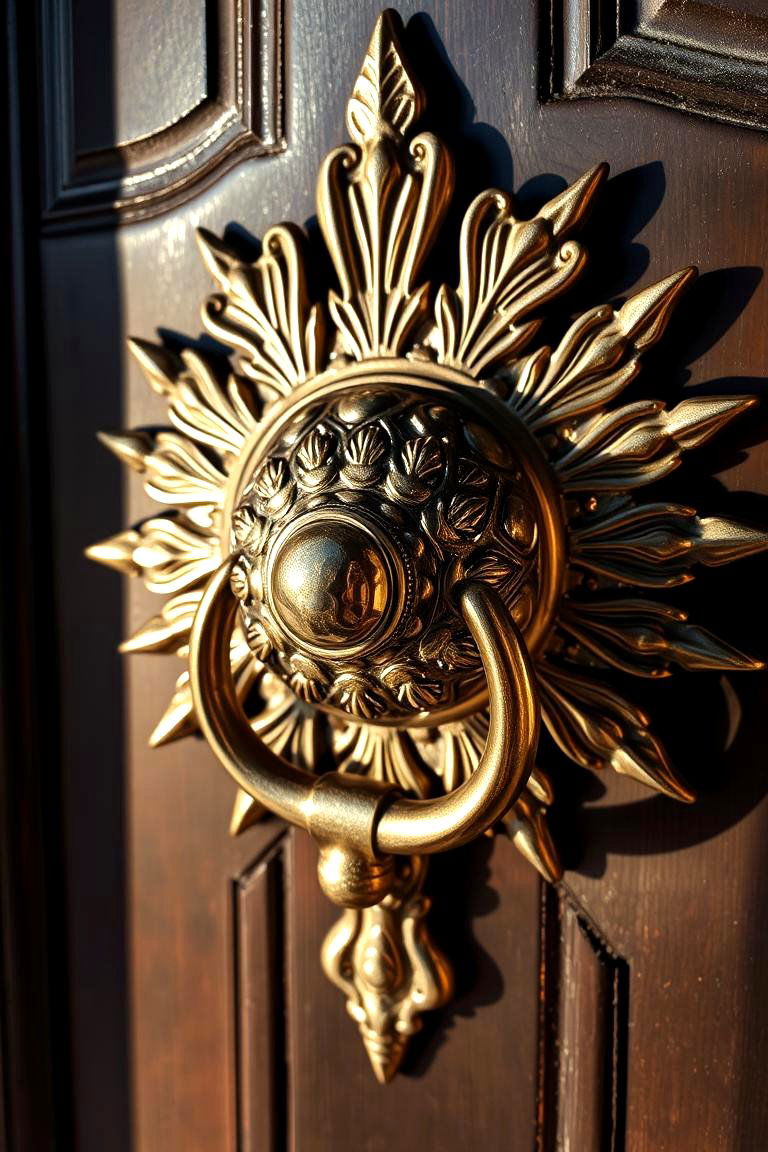 Sunburst Door Knocker - 24 Summer Front Door Decor Ideas