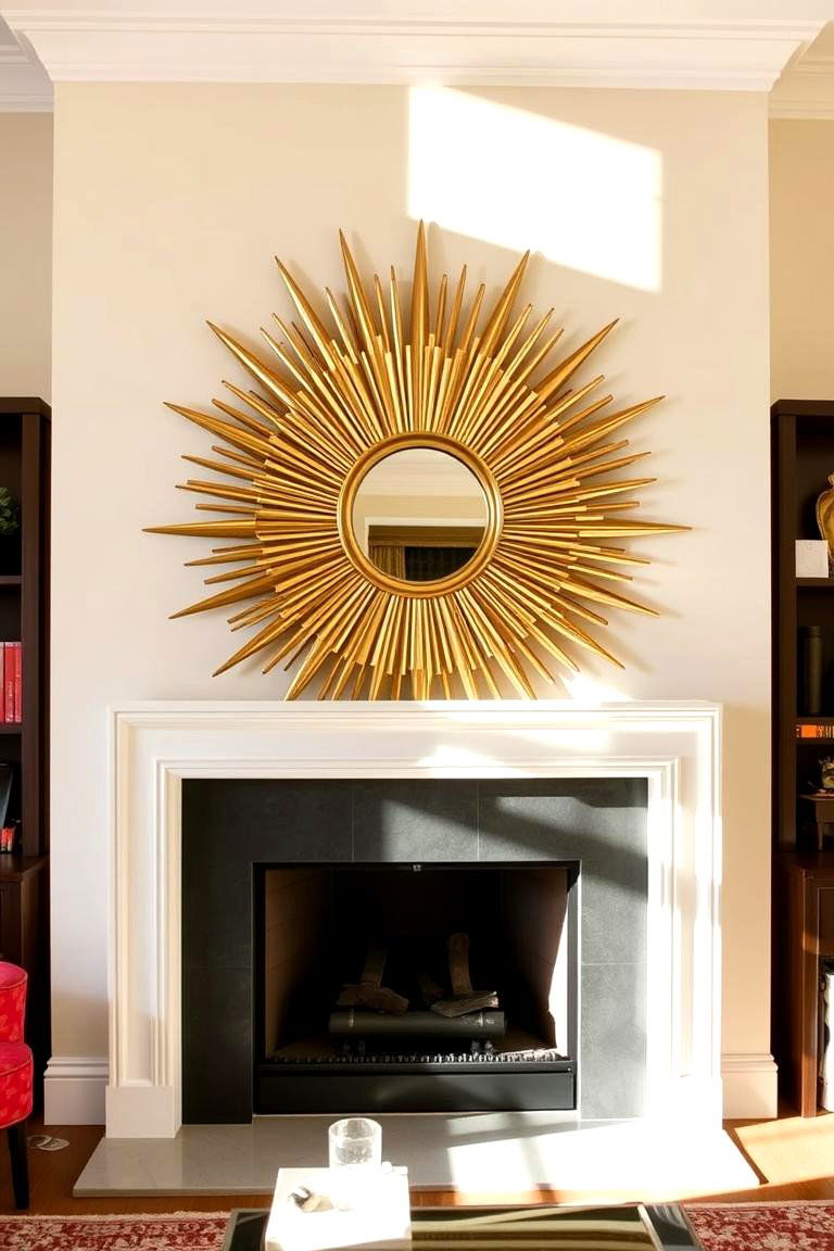 Sunburst Mirror Brilliance - 24 Mirror Over Fireplace Ideas